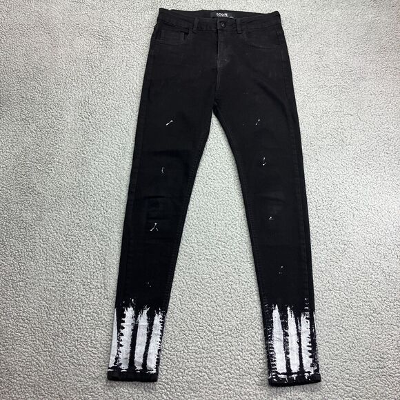 Mens Icon Amsterdam Jeans Black Denim Skinny Slim Fit Straight Leg W30 x L30 - Picture 1 of 7